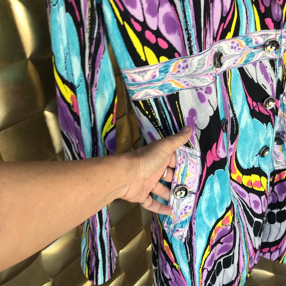 CUSTO Barcelona,  butterfly wing print trench coat, size 44 equals 12 - Picture 4 of 16